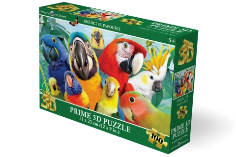 3D puzzle Usmievaví papagáje 100 dielikov