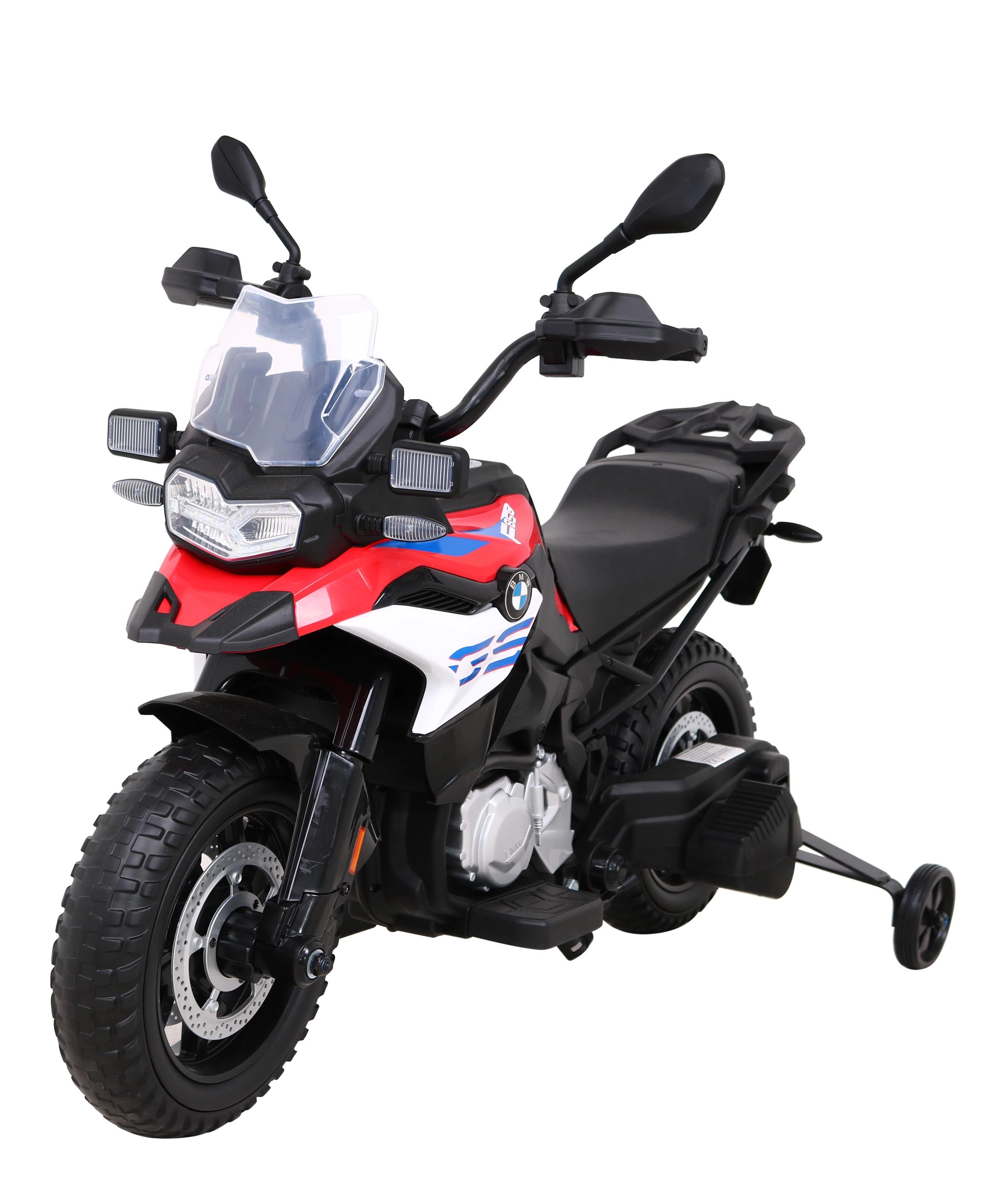 E-shop Detská elektrická motorka BMW F850 GS, červená, EVA kolesá, LED svetlá, pomalý štart