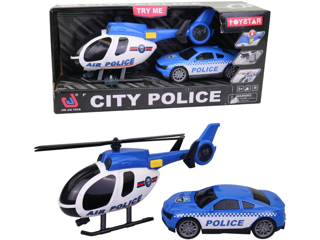 Vrtuľník s policajným vozidlom