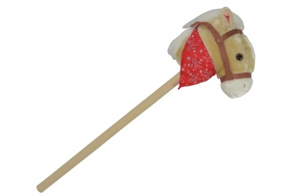 E-shop Teddies Kůň na tyči plyš 80cm na baterie se zvukem béžový v sáčku