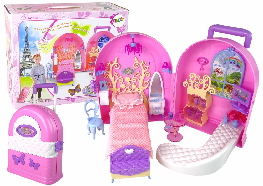 Lean Toys Rozkladací veľký nábytok do kufra domčeka pre bábiky