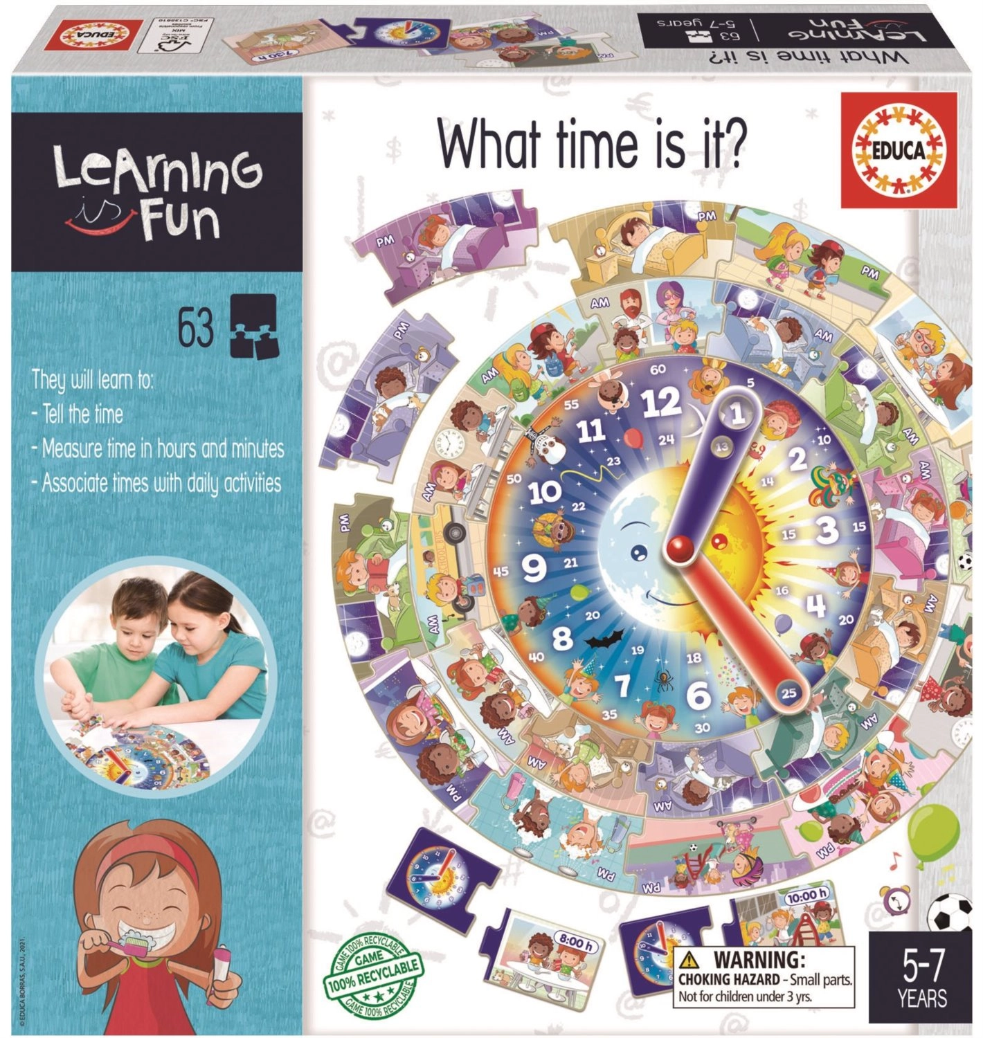E-shop Educa What Time is it? Učíme sa používať hodiny s obrázkami 39 dielov