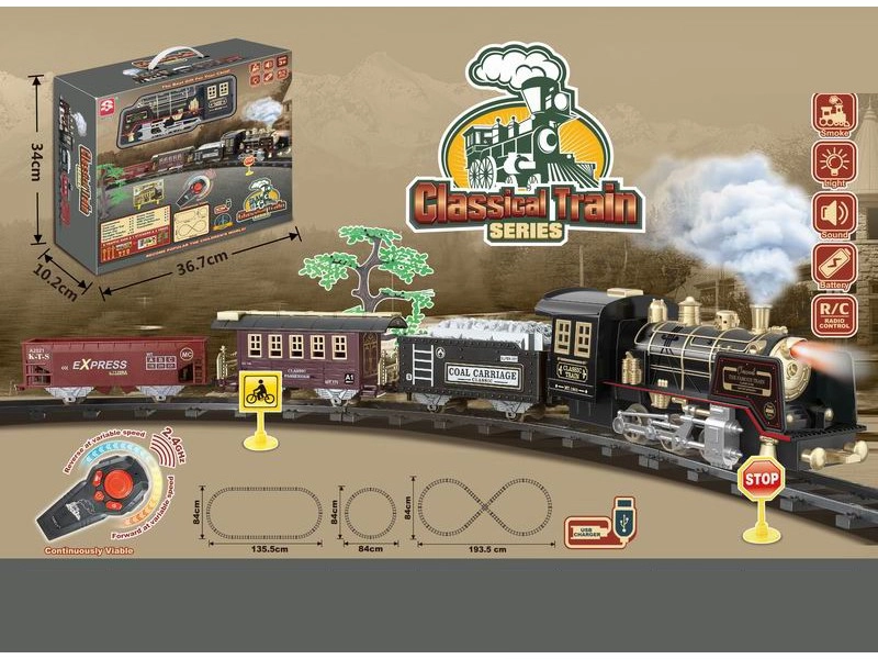 Elektrická vláčiková dráha 215 cm LOCO TOYS