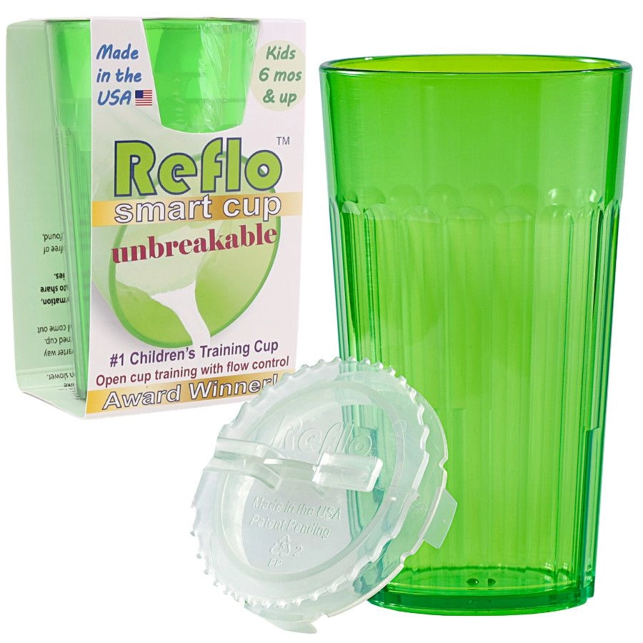 E-shop Tréningový hrnček REFLO – zelený, nerozbitný, 170 ml (od 6 mesiacov)