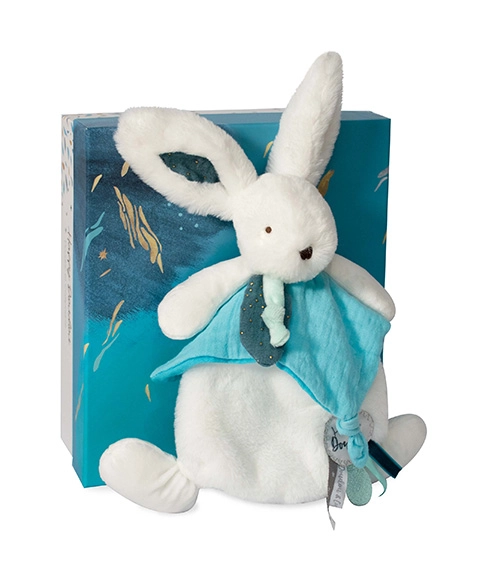 E-shop Doudou et Compagnie Paris plyšový králíček s muchláčkem 25 cm modrá