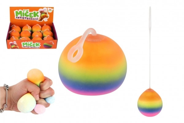 Teddies Loptička antistresová mačkací sliz 6cm dúhový