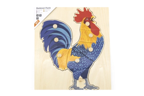 E-shop Drevené montessori puzzle kohút s úchytmi VIGA