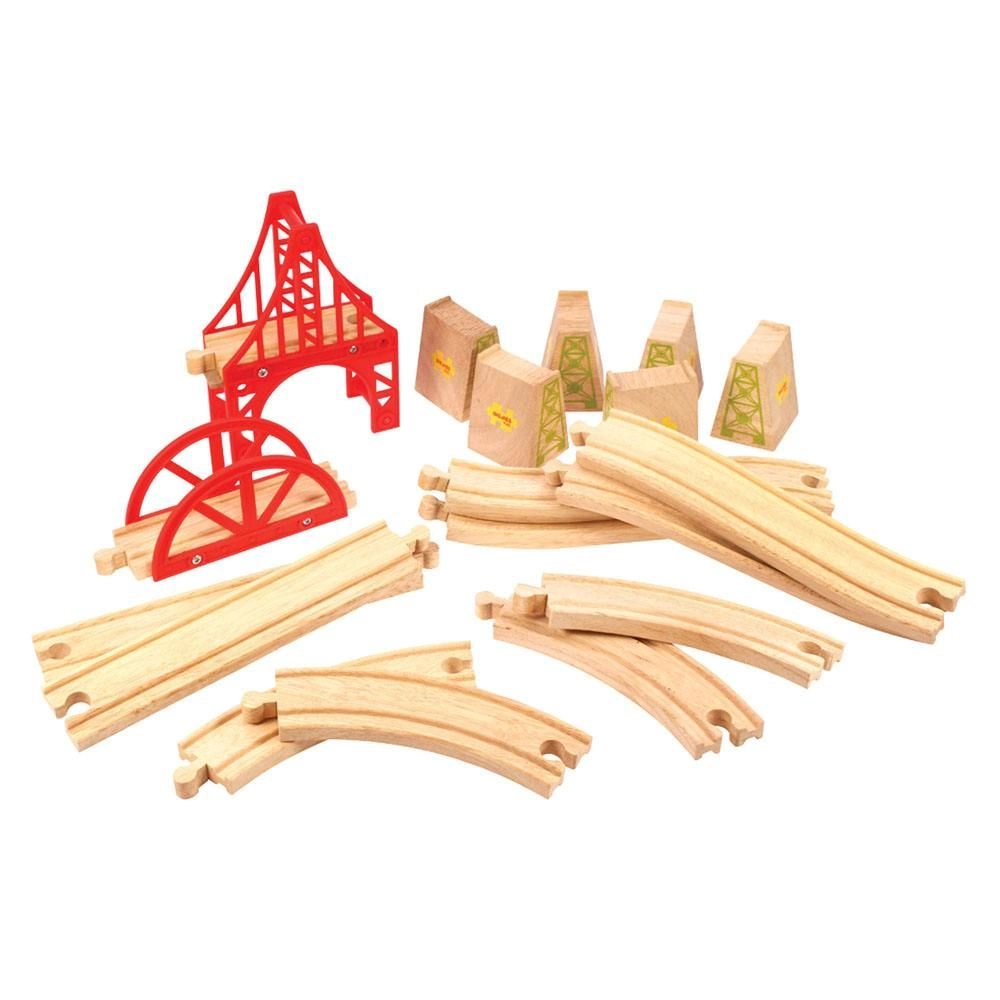 E-shop Bigjigs Rail Dřevěné koleje set most 18 dílů