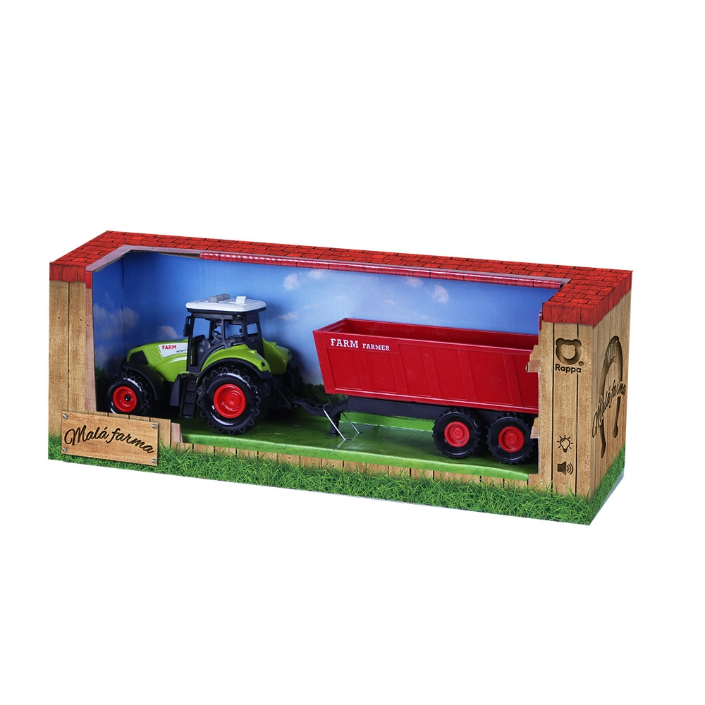 E-shop Rappa Traktor plastový se zvukem a světlem s červenou vlečkou