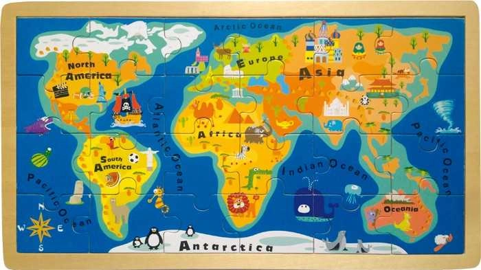 E-shop Small Foot vkladacie puzzle veľká mapa sveta