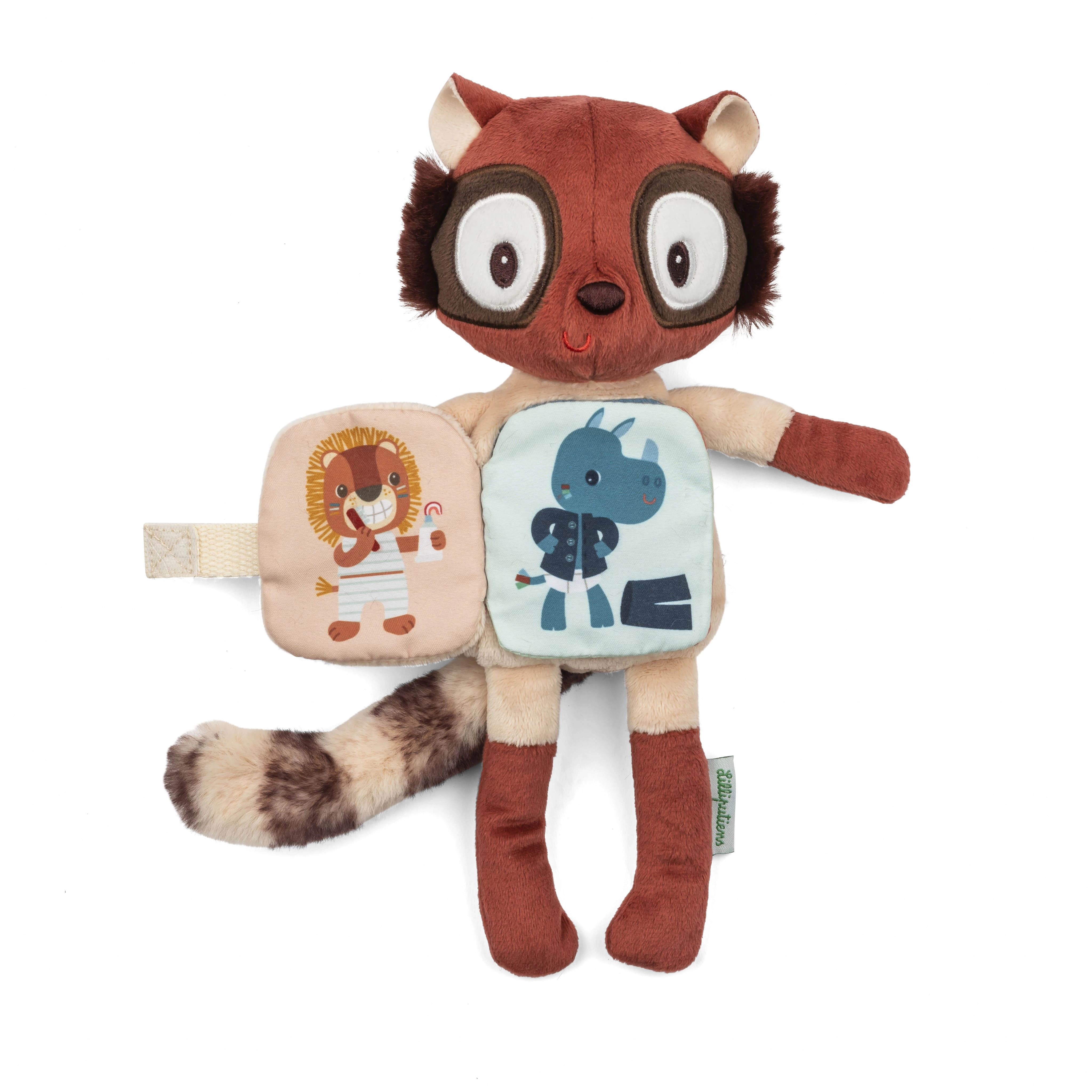 E-shop Lilliputiens plyšový lemur Elvis s látkovou knižkou a svietiacimi prvkami