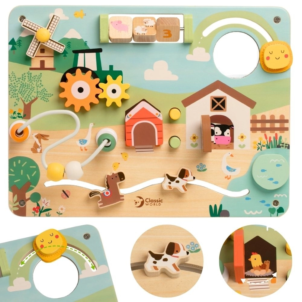 Classic World drevená manipulačná tabuľa Farma