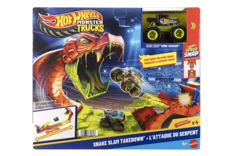 Hot Wheels Monster Trucks Snake Slam Takedown herný set s truckom BONE SHAKER