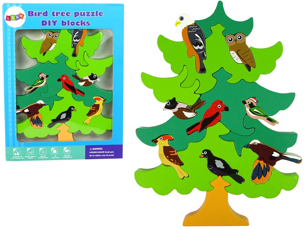 E-shop Lean Toys puzzle strom s lesnými vtáčikmi