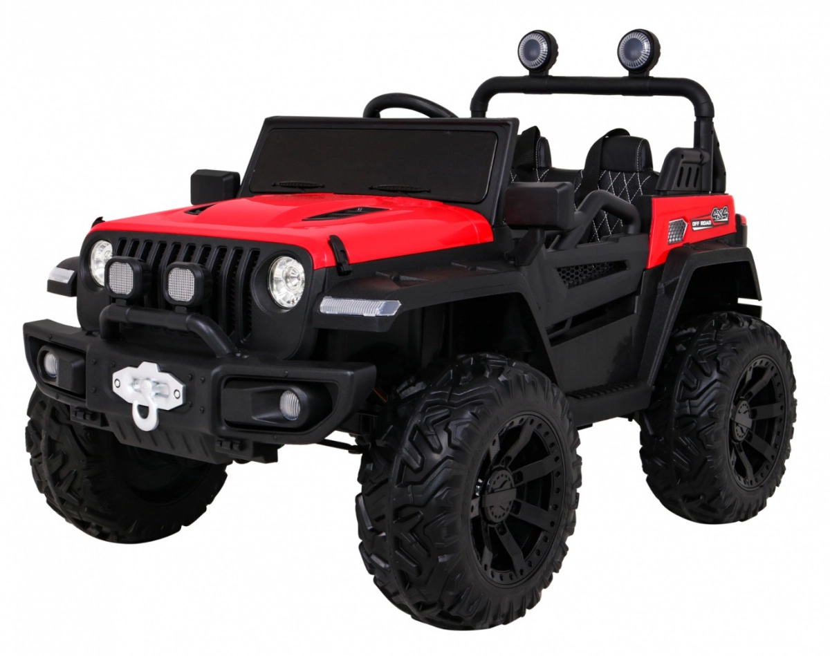 E-shop Joko Elektrické autíčko Jeep 4x4 Master Of Terain penové kolesá kožené sedadlo červená