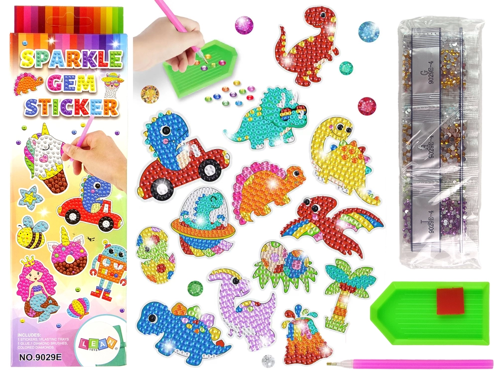 E-shop Lean Toys Sada nálepiek s mozaikou Dinosaurov + diamanty