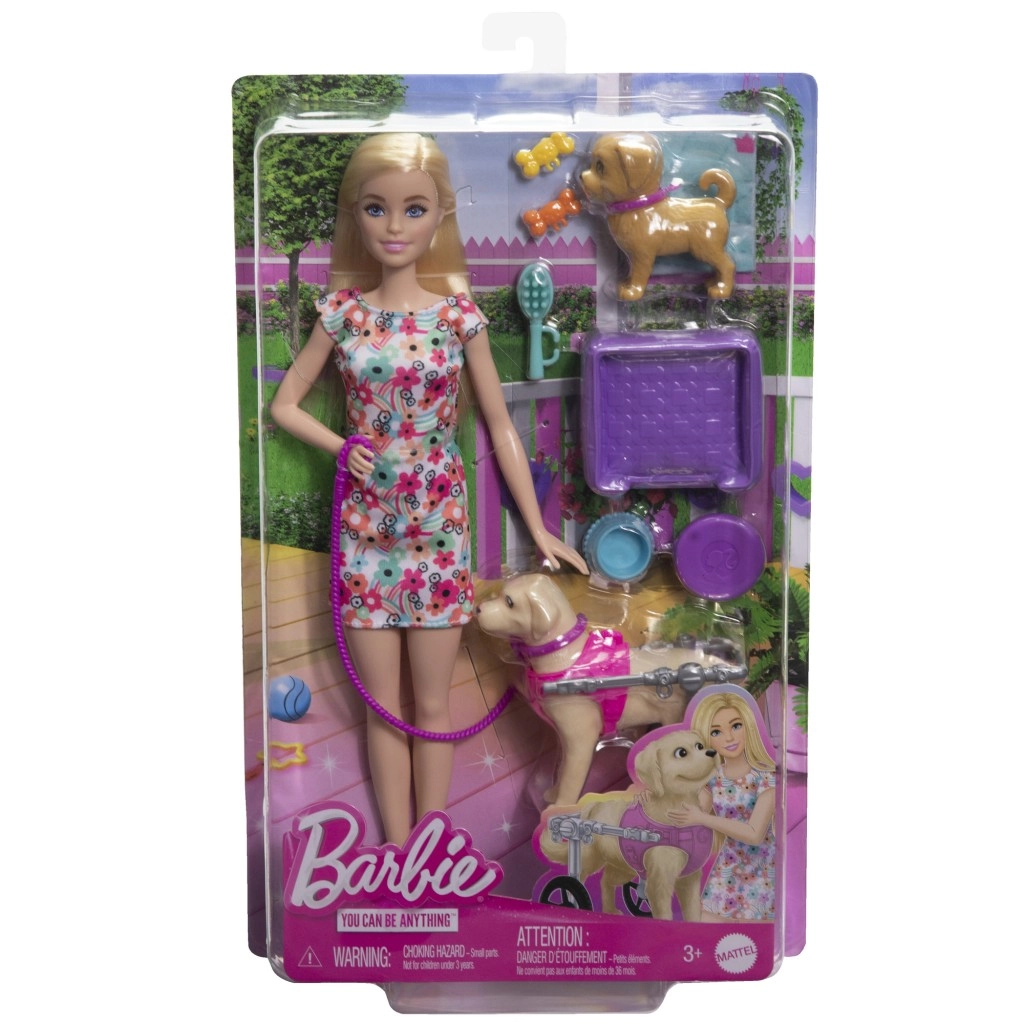 Barbie s psíkom na vozíku