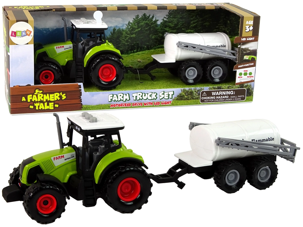 E-shop Lean Toys Traktor s bielym prívesom
