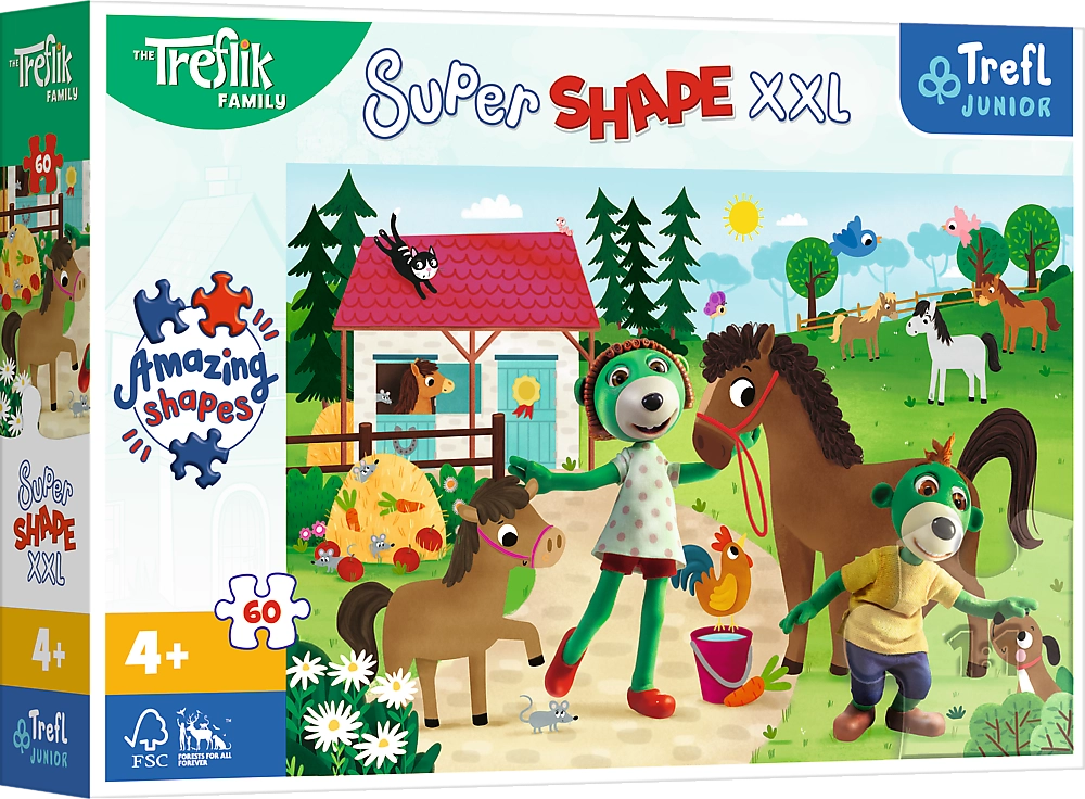 Puzzle Super Shape XXL TREFLÍCI na konskej farme 60 dielikov