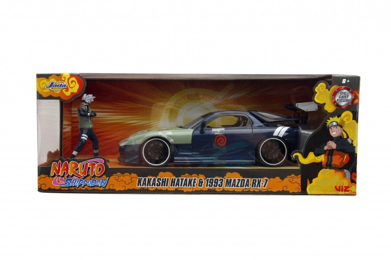 E-shop Jada Autíčko Mazda RX-7 1993 kovové s otvárateľnými časťami a figúrka Kakashi dĺžka 20 cm 1:24