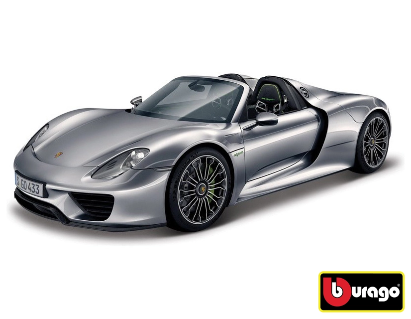 E-shop Bburago Plus Porsche 918 Spyder Metallic šedá 1:24
