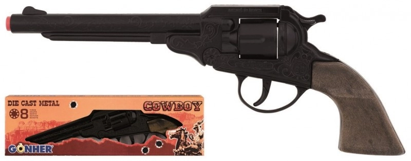 E-shop Kovbojský kovový revolver na 8 nábojov