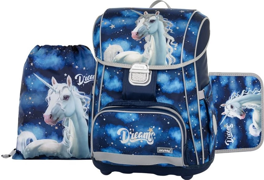 Karton P+P Školská taška pre dievčatá Oxybag PREMIUM Unicorn 1 3dielny set
