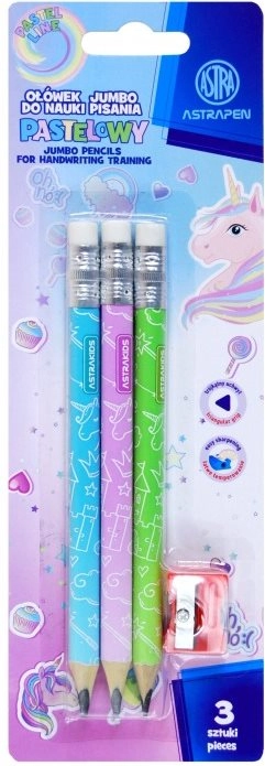 E-shop Trojhranné ceruzky HB s strúhadlom ASTRA Unicorn, 3 ks