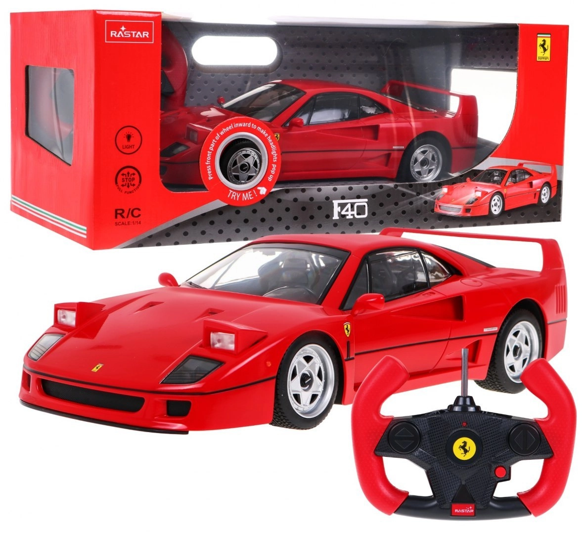 Rastar RC auto Ferrari F40 RTR červená 1:14
