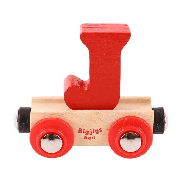 E-shop Bigjigs Rail vagónik na drevenú vláčikodráhu – písmeno J
