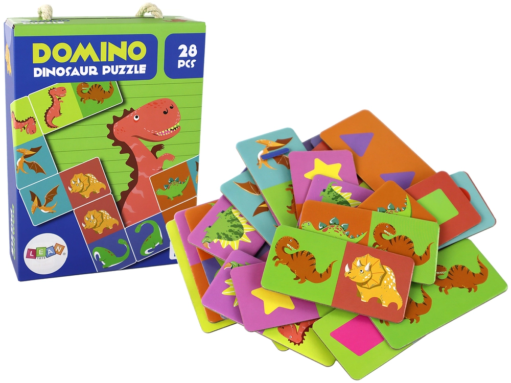 E-shop LEAN Toys Obojstranné Domino Dinosaury 10 cm x 5 cm 28 dielov