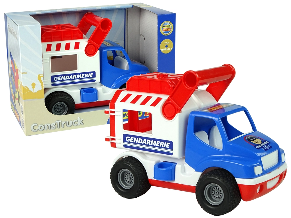 E-shop Lean Toys Plastové žandárske auto ConsTruck bielo-červené