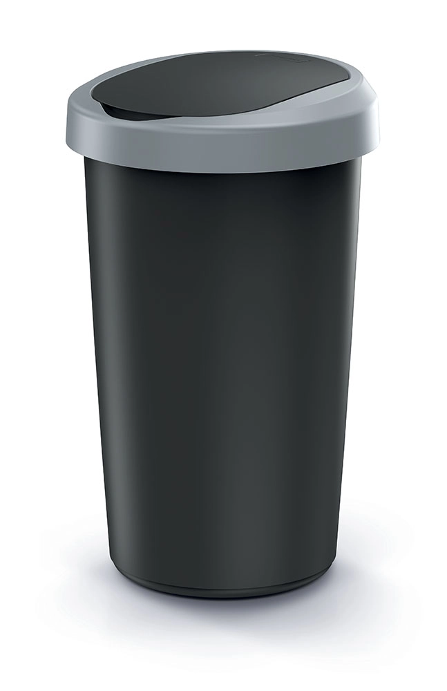 E-shop Prosperplast Odpadkový kôš COMPACTA R FLAP 25 l recyklovaná čierna so svetlosivým vekom