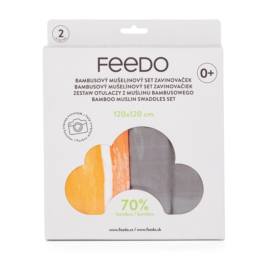 E-shop FEEDO Set zavinovačiek bambusový mušelínový 2 ks