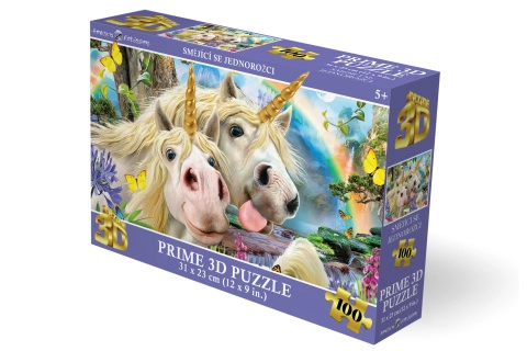 3D puzzle Usmievajúci sa jednorožci 100 dielikov