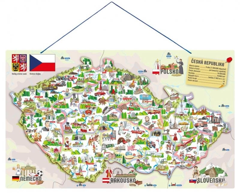 E-shop Woody magnetická mapa ČR s obrázky a společenská hra 3v1