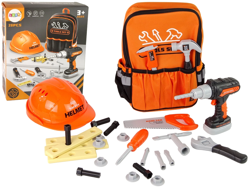 E-shop Lean Toys Súprava batohu s náradím oranžový