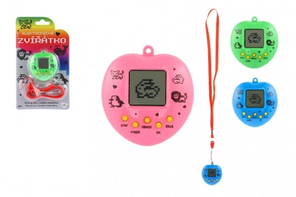 E-shop Přívěsek na klíče Teddies Zvířátko elektronické se šňůrkou plast 5x6cm na bat 3 barvy se zvukem na kartě 10,5x15x2cm