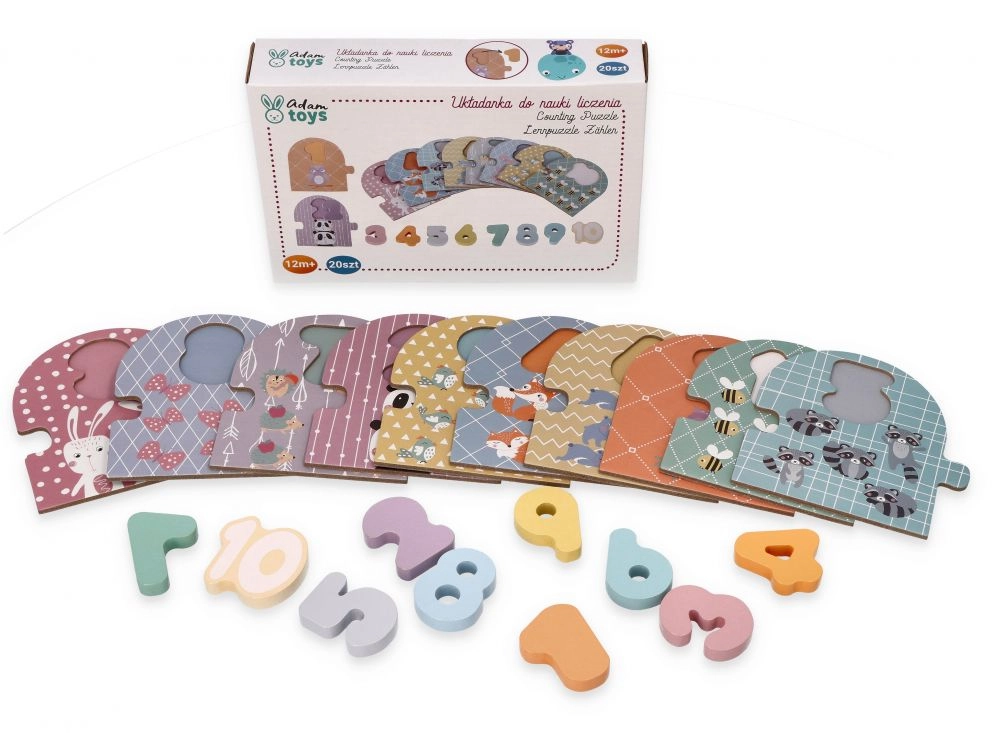 E-shop Adam Toys náučné drevené puzzle počítanie