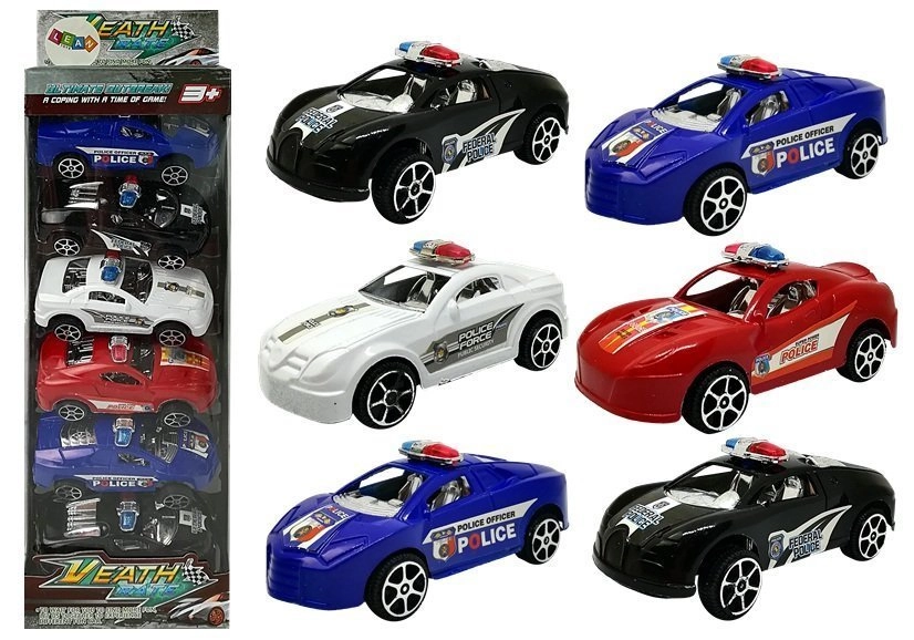 E-shop Lean Toys Sada policajných automobilov na naťahovanie - 6 ks