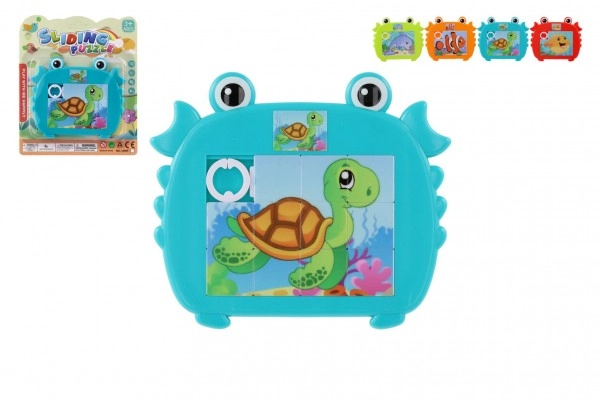E-shop Presúvačka hlavolam zvieratko plast 12,5x11cm 4 farby na karte