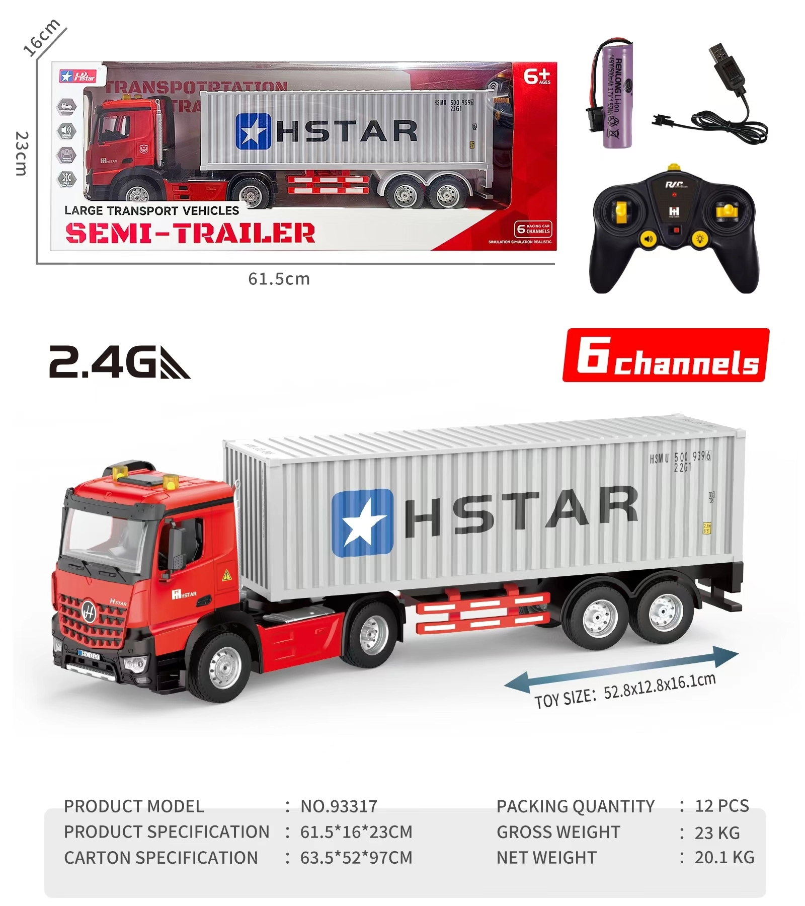 Veľký RC ťahač s kontajnerom