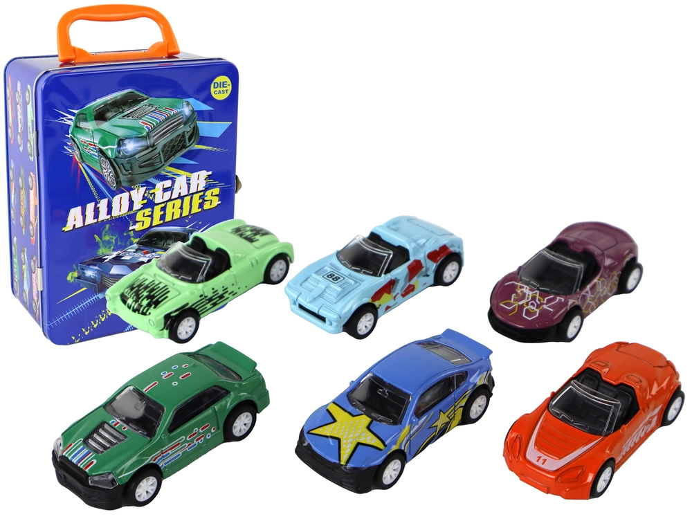 E-shop Lean Toys Súprava Áut na trecí pohon v kufríku 6ks. 1:64