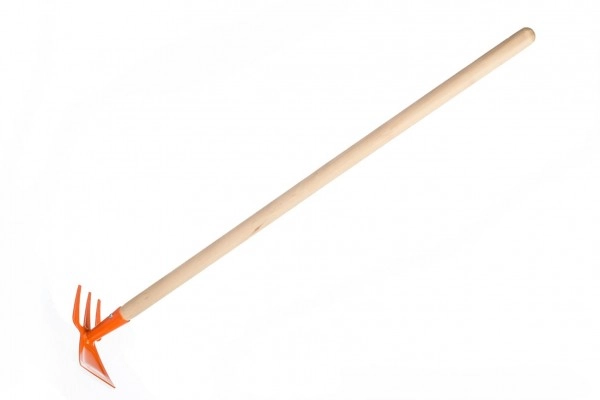 E-shop Teddies detský motyka obojstranná oranžová s násadou 80 cm