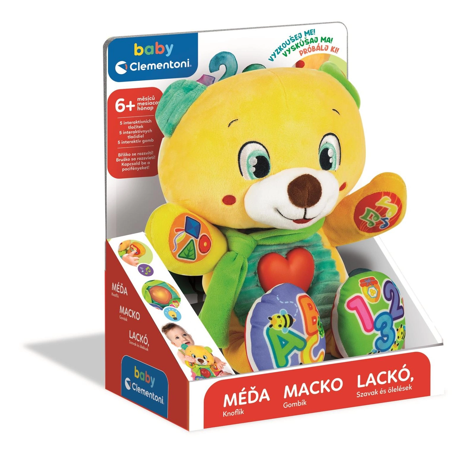 E-shop Clementoni Interaktívny plyšový medvedík chlapec Macko Lacko 30cm žltá