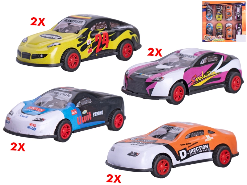 Sada športových autíčok s naťahovacím pohonom 8,5 cm, 8 ks