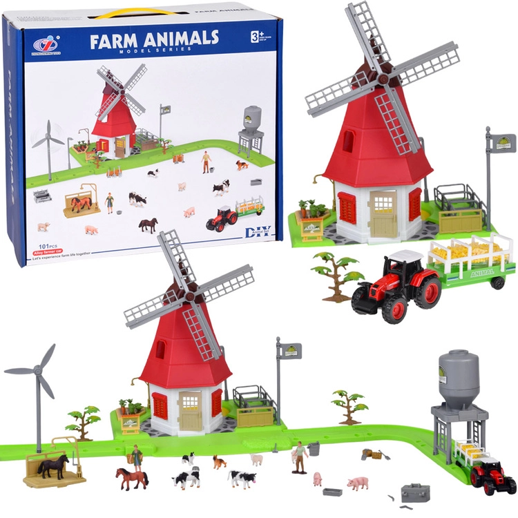 stavebnica farma s veterným mlynom a zvieratkami, 101 dielov