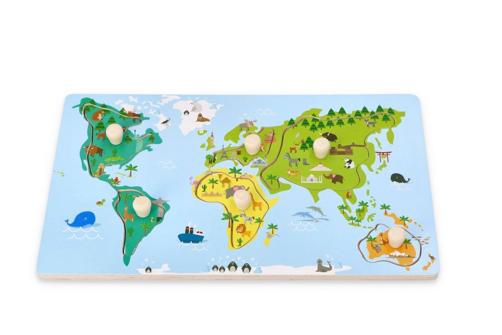 E-shop Adam Toys edukačná vkladačka s úchytmi mapa sveta