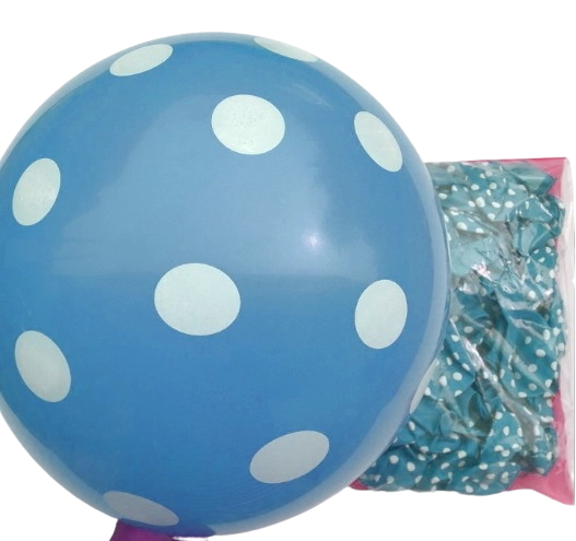 E-shop Latexové balóny 30 cm pastelovo svetlomodré s bielymi bodkami – balenie 100 ks