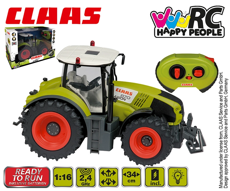 E-shop Happy People Traktor CLAAS na diaľkové ovládanie so svetlom
